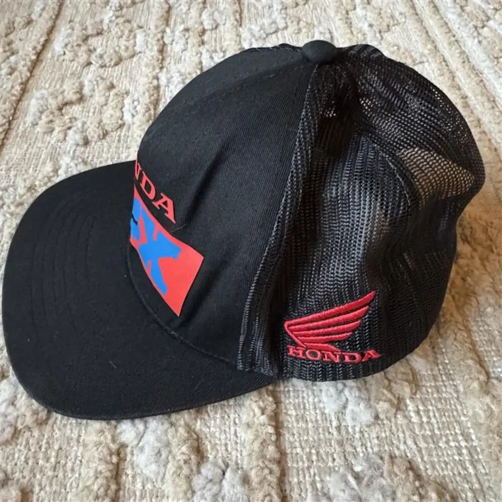 Fox Racing Honda HRC Snapback Hat Black Red Blue Motocross Cap OSFA Style 29018